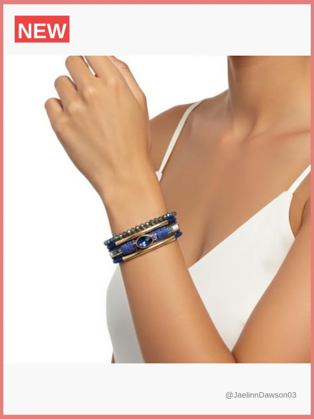 Leather Wrap Bracelet Boho Handmade Multi-Layer Cuff with Crystal Bead Heart - Picture 6 of 7